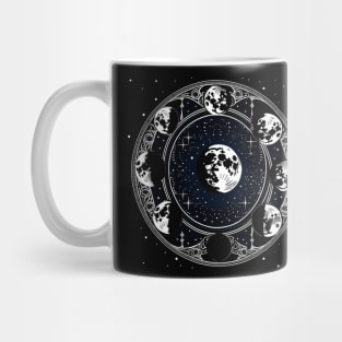 Moon phases black celestial night sky Mug